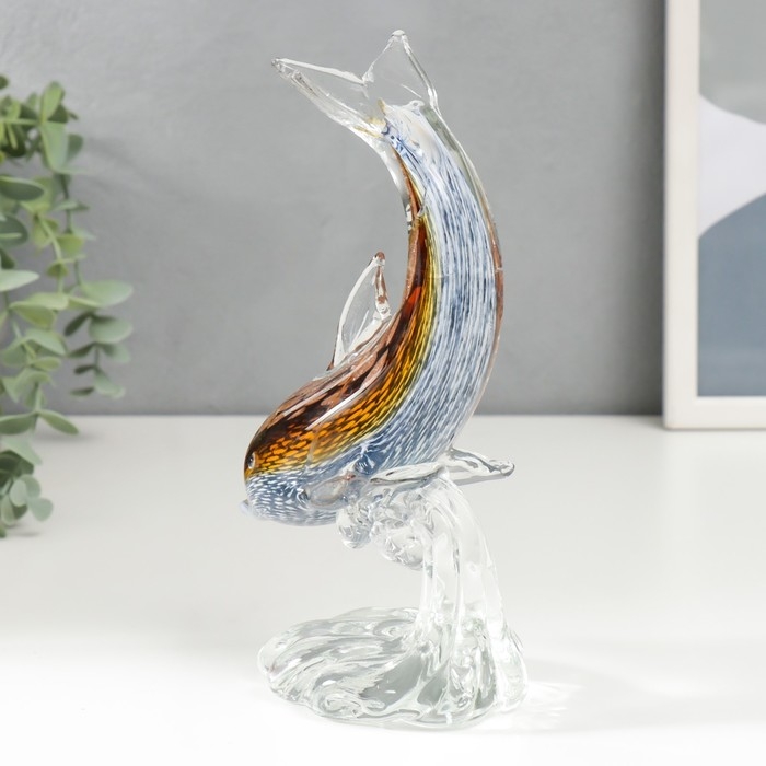 Сувенир стекло Сувенир стекло "Дельфин на волне" под муранское стекло МИКС 20,5х10 см