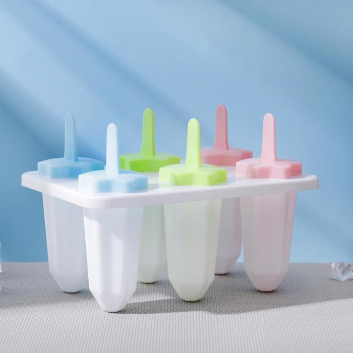 Форма для мороженого «Звезда», 6 ячеек, цвет прозрачный Форма для мороженого «Звезда», 6 ячеек, цвет прозрачный