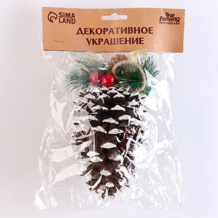 Новый год! Шишка декоративная «Зимнее настроение», с подвесом, 8 × 8 × 14,5 см Новый год! Шишка декоративная «Зимнее настроение», с подвесом, 8 × 8 × 14,5 см