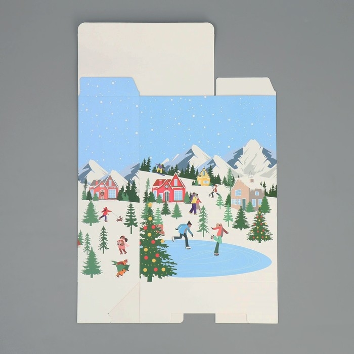 Коробка подарочная новогодняя складная «Снежного нового года», каток, 22 х 30 х 10 см, Новый год