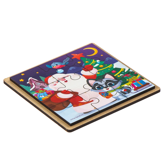 Дервянные пазлы на новый год «Дедушка Мороз»