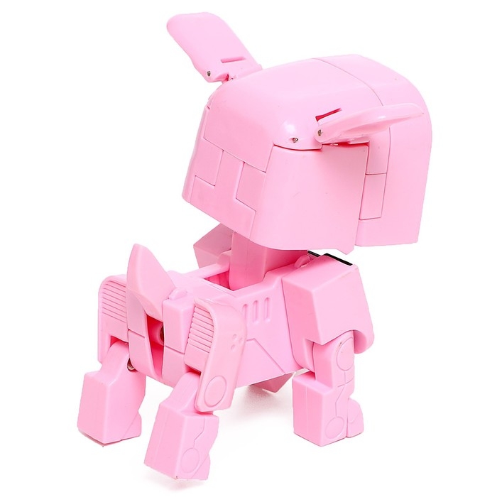 Робот-часы «Щенок», трансформируется в будильник, работает от батареек, цвет розовый