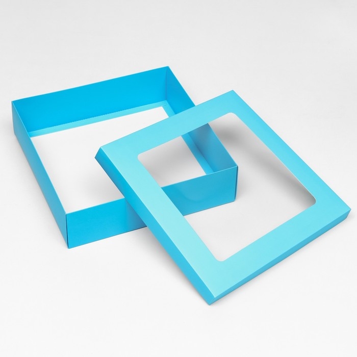 Коробка подарочная складная, упаковка, крышка-дно, бирюзовая, с окном 30 х 30 х 8 см Коробка подарочная складная, упаковка, крышка-дно, бирюзовая, с окном 30 х 30 х 8 см
