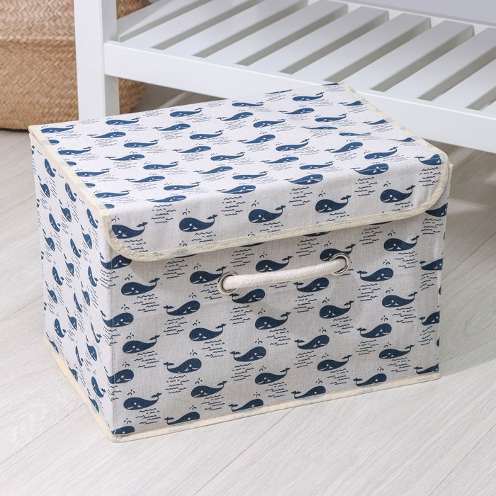 Короб стеллажный для хранения с крышкой «Киты», 37×26×24 см, цвет белый Короб стеллажный для хранения с крышкой «Киты», 37×26×24 см, цвет белый