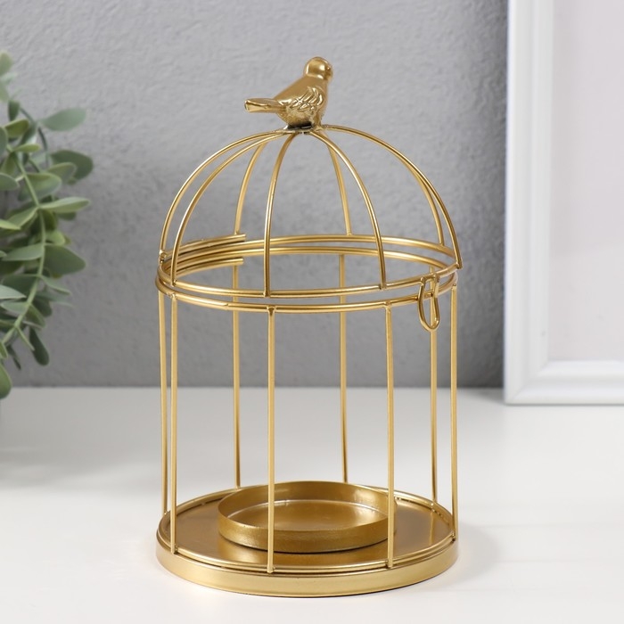 Подсвечник металл Подсвечник металл "Птичка на клетке" н-р 3 шт d=5;6;8 см золото 9,5х15,5; 12х21; 15,5х25 см 101825