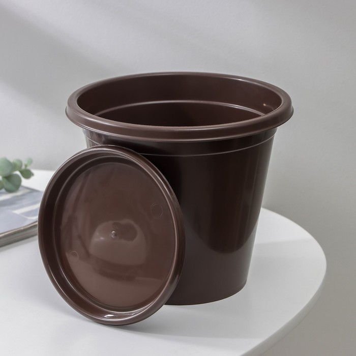 Горшок для цветов с поддоном «Эконом», 2 л, пластиковый, цвет коричневый