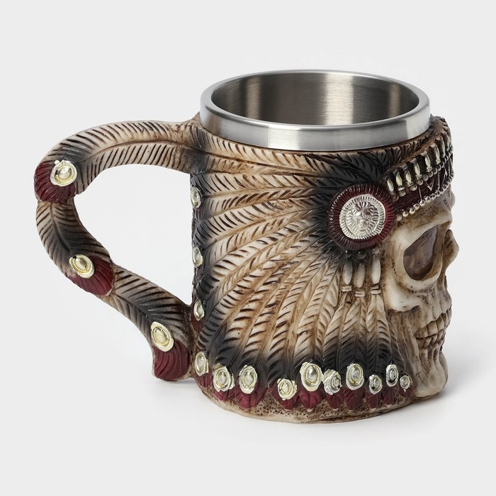 Кружка из нержавеющей стали «Череп», 400 мл, цвет бежевый Кружка из нержавеющей стали «Череп», 400 мл, цвет бежевый