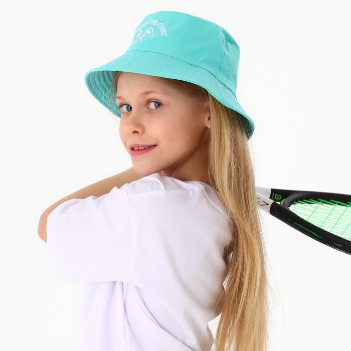 Панама детская для девочки «Ракетки», цвет бирюзовый, р-р 54 Панама детская для девочки «Ракетки», цвет бирюзовый, р-р 54