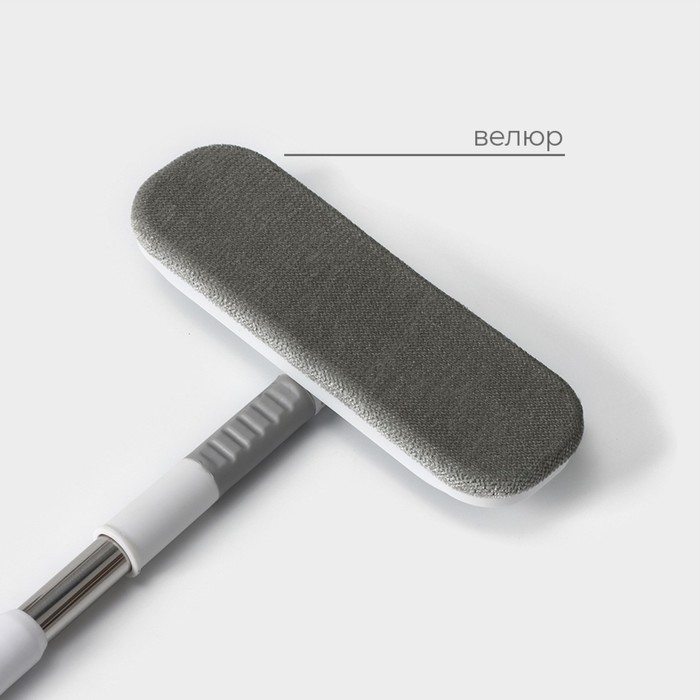 Щётка для окон Raccoon, телескопическая нержавеющая ручка 77(123) см, силиконовый сгон 22 см, велюровая насадка 22×7 см, цвет МИКС Щётка для окон Raccoon, телескопическая нержавеющая ручка 77(123) см, силиконовый сгон 22 см, велюровая насадка 22×7 см, цвет МИКС