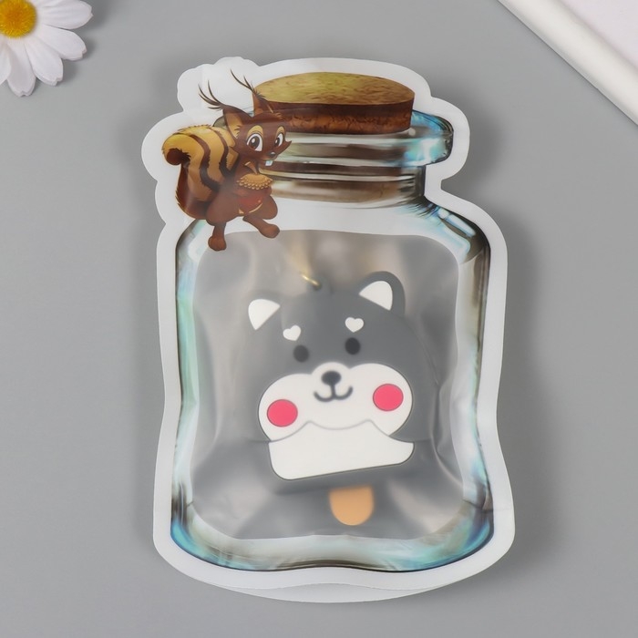 Брелок кошелёк с карабином, ремешком силикон Брелок кошелёк с карабином, ремешком силикон "Хаски-эскимо" 2,5х7,2х9 см