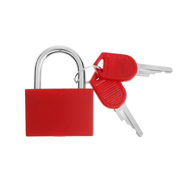 Замок навесной для чемодана, средний, 30х42 мм, красный