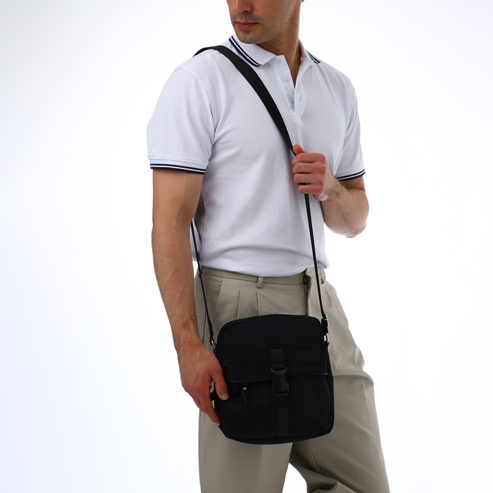 Сумка мужская через плечо TEXTURA, текстиль, цвет чёрный Сумка мужская через плечо TEXTURA, текстиль, цвет чёрный