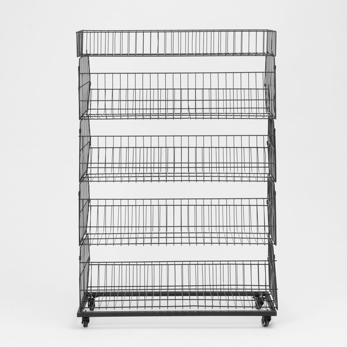 Накопитель разборный на колесах, 5 корзин с разделителями, 90×42×135 см, цвет чёрный Накопитель разборный на колесах, 5 корзин с разделителями, 90×42×135 см, цвет чёрный