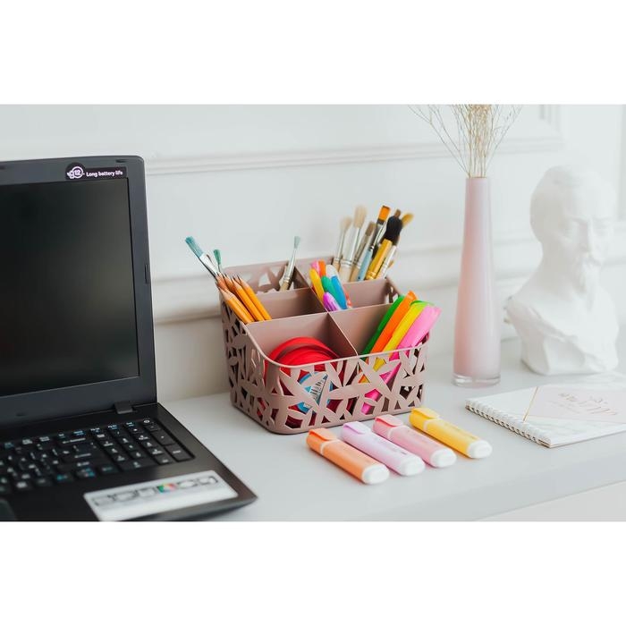 Органайзер настольный универсальный econova, 19,5×16×14,6 см, цвет МИКС Органайзер настольный универсальный econova, 19,5×16×14,6 см, цвет МИКС