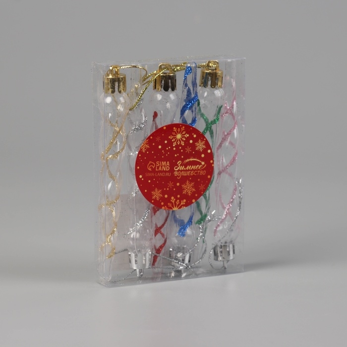 Украшение ёлочное Украшение ёлочное "Сосулька Космин" (набор 6 шт) 11,5х1 см, прозрачный микс