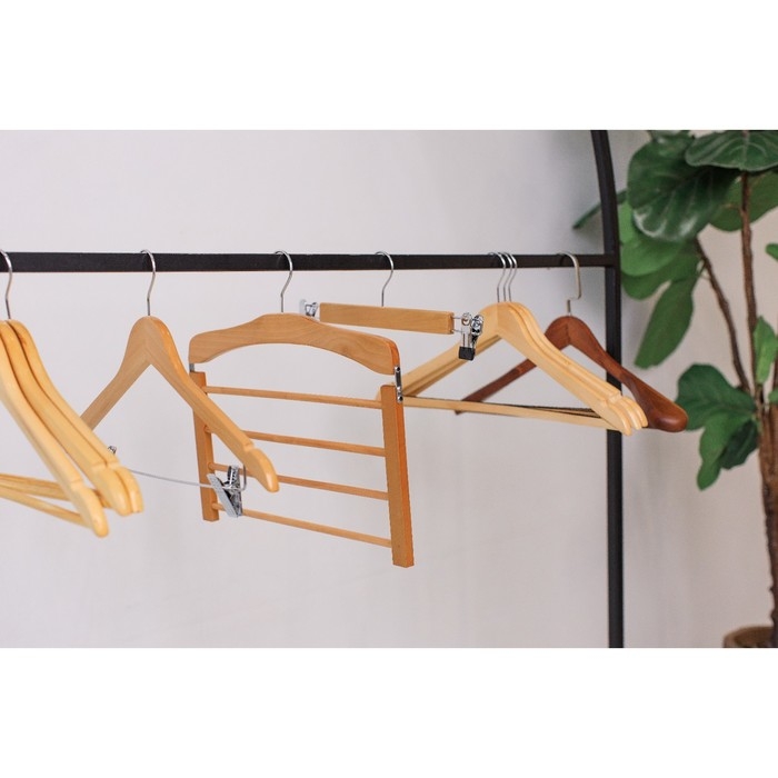 Плечики - вешалка для брюк и юбок LaDо́m Bois, 38,5×1,2×34,3 см, деревянная сорт А, многоуровневая, широкие плечики Плечики - вешалка для брюк и юбок LaDо́m Bois, 38,5×1,2×34,3 см, деревянная сорт А, многоуровневая, широкие плечики