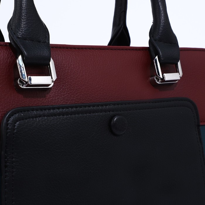 Сумка тоут на молнии, наружный карман, длинный ремень, цвет чёрный