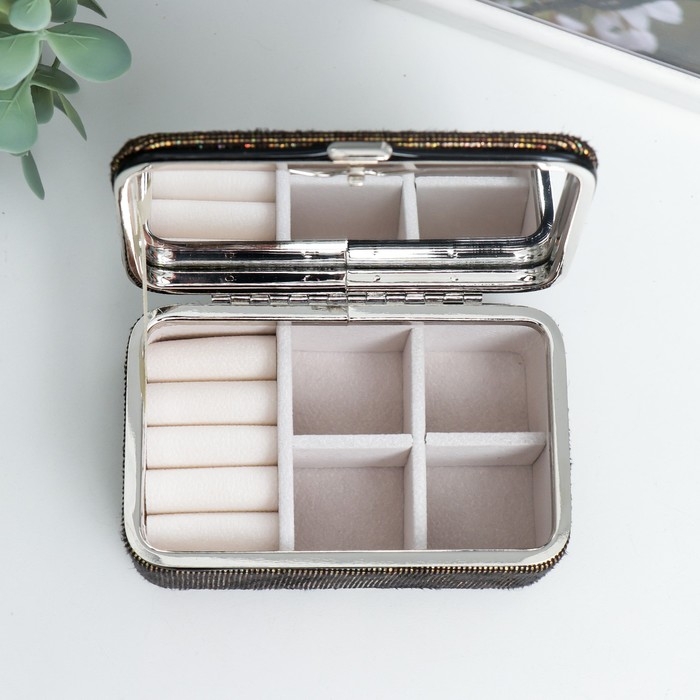 Шкатулка кожзам для украшений Шкатулка кожзам для украшений "Мелкие квадратики. Шоколад" 6х7х12 см