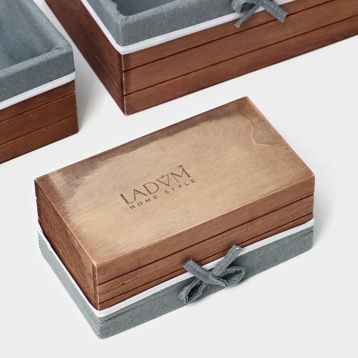 Набор интерьерных корзин ручной работы LaDо́m, прямоугольные, 3 шт, размер: 20×11×9 см, 24×15×10 см, 28×19×11 см Набор интерьерных корзин ручной работы LaDо́m, прямоугольные, 3 шт, размер: 20×11×9 см, 24×15×10 см, 28×19×11 см