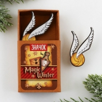 Значок в коробочке новогодний «Magic winter» на Новый год на Новый год, 4,2 х 2,5 см