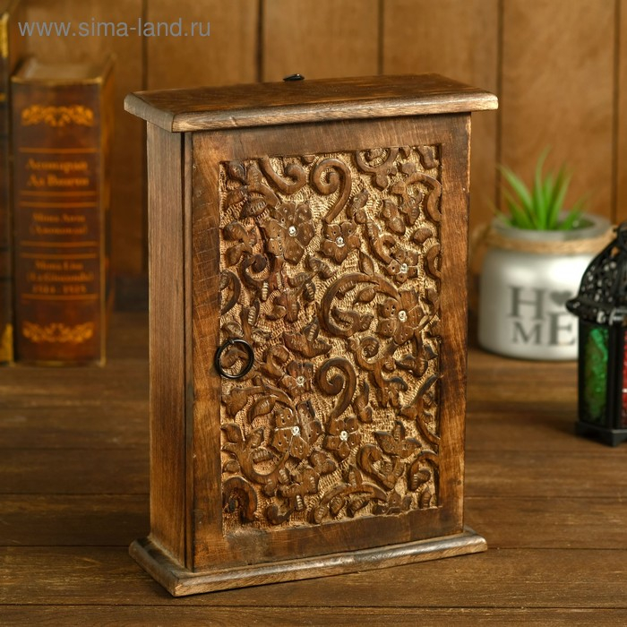 Ключница Ключница "Узоры из цветов" дерево 21*9*26 см