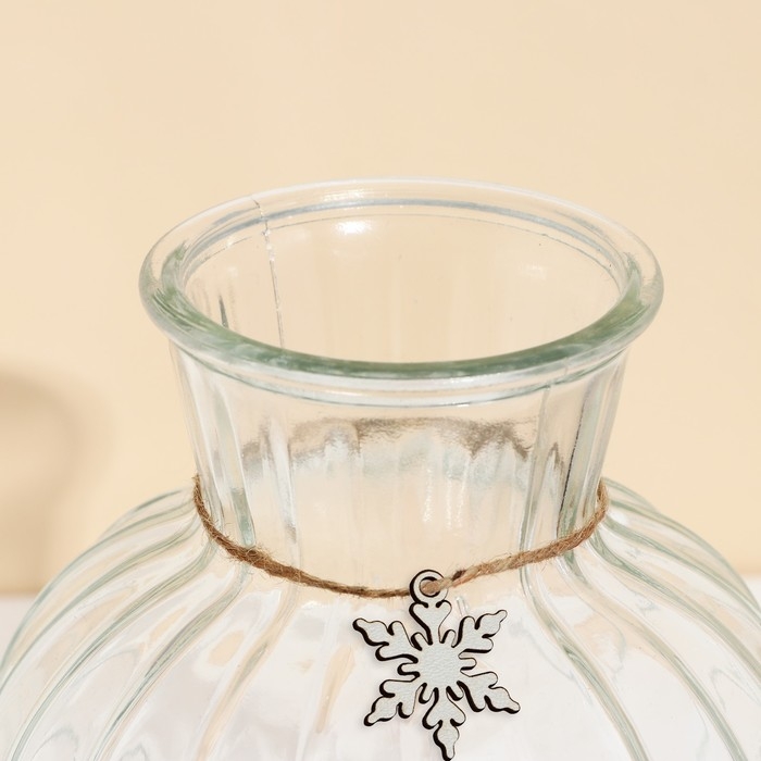 Ваза для цветов, новогодняя «Снежинка», на Новый год 19,5 х 15,6 см