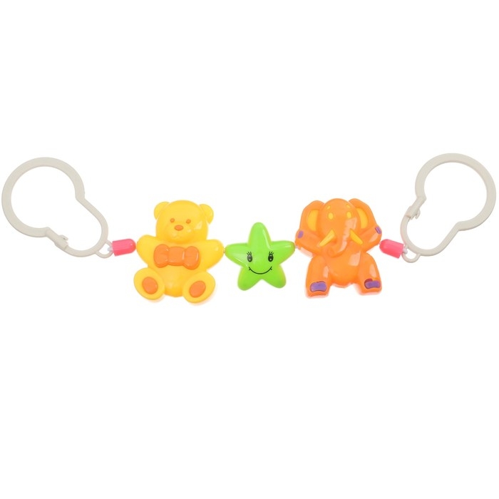 Растяжка на коляску/кроватку «Мишка, звезда, слоник», 3 игрушки, Крошка Я Растяжка на коляску/кроватку «Мишка, звезда, слоник», 3 игрушки, Крошка Я