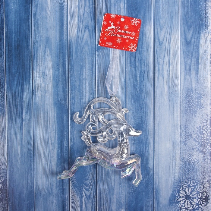 Украшение ёлочное Украшение ёлочное "Олень витые рога " 12х11 см , прозрачный перелив