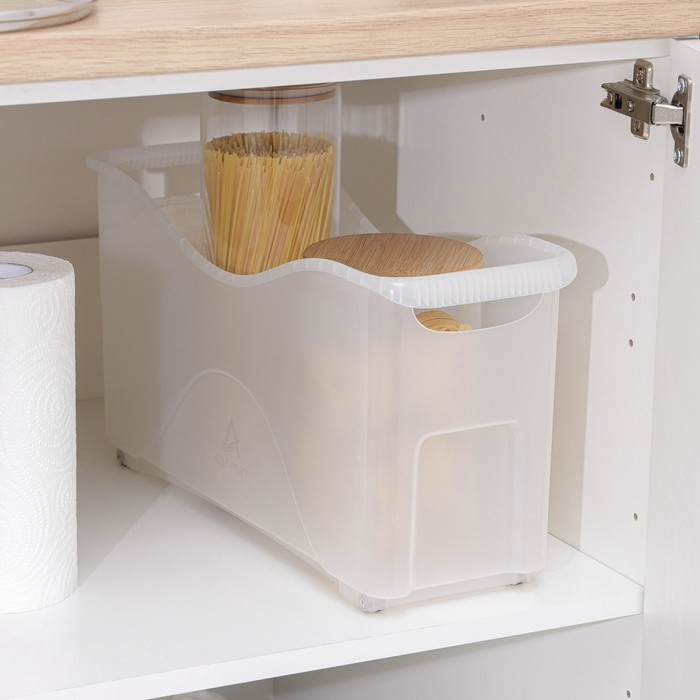 Контейнер для хранения хозяйственный на колёсиках, 10 л, 46×16×23,5 см, прозрачный Контейнер для хранения хозяйственный на колёсиках, 10 л, 46×16×23,5 см, прозрачный