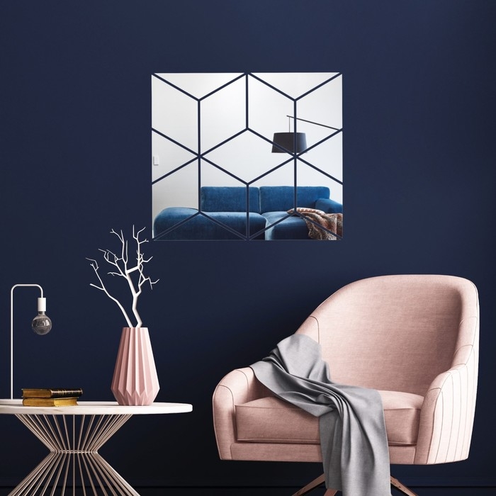 Наклейки интерьерные Наклейки интерьерные "Куб", зеркальные, декор настенный, панно 45 х 51 см, 15 эл