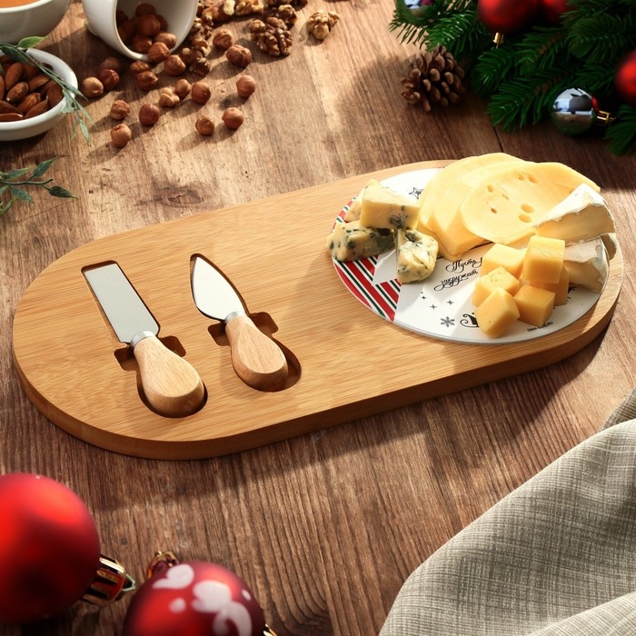 Новый год. Набор для подачи сыра «Счастливого Нового года», 18 х 36 см Новый год. Набор для подачи сыра «Счастливого Нового года», 18 х 36 см