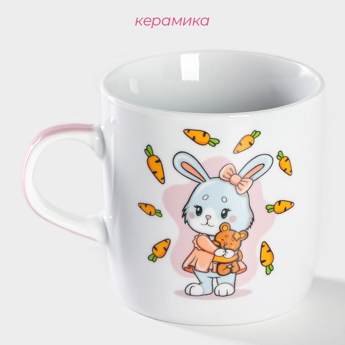 Кружка керамическая Доляна «Лапочка зайка», 230 мл, цвет белый Кружка керамическая Доляна «Лапочка зайка», 230 мл, цвет белый