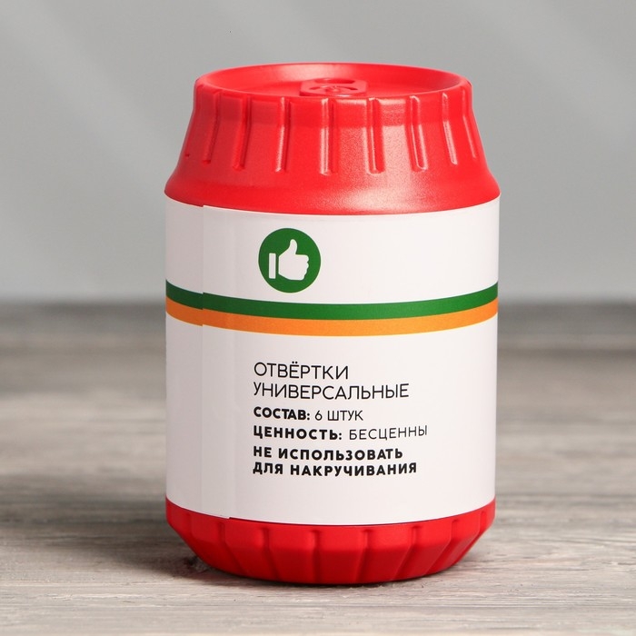 Подарочный набор инструментов в банке «Крутить не лень», 6 предметов Подарочный набор инструментов в банке «Крутить не лень», 6 предметов