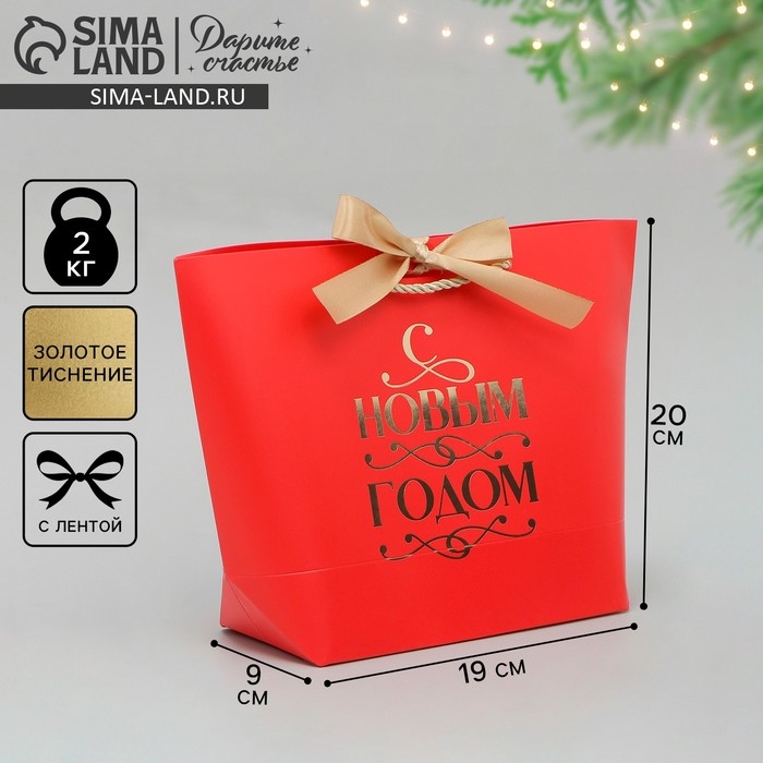 Пакет подарочный новогодний «Новогодние праздники», 19 х 20 х 9 см, Новый год Пакет подарочный новогодний «Новогодние праздники», 19 х 20 х 9 см, Новый год