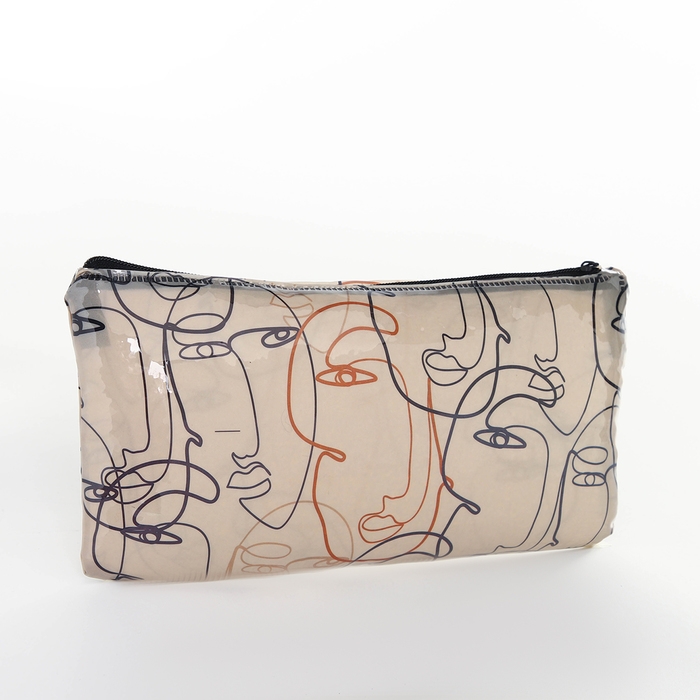 Косметичка-пенал на молнии, ПВХ, цвет прозрачный/серый