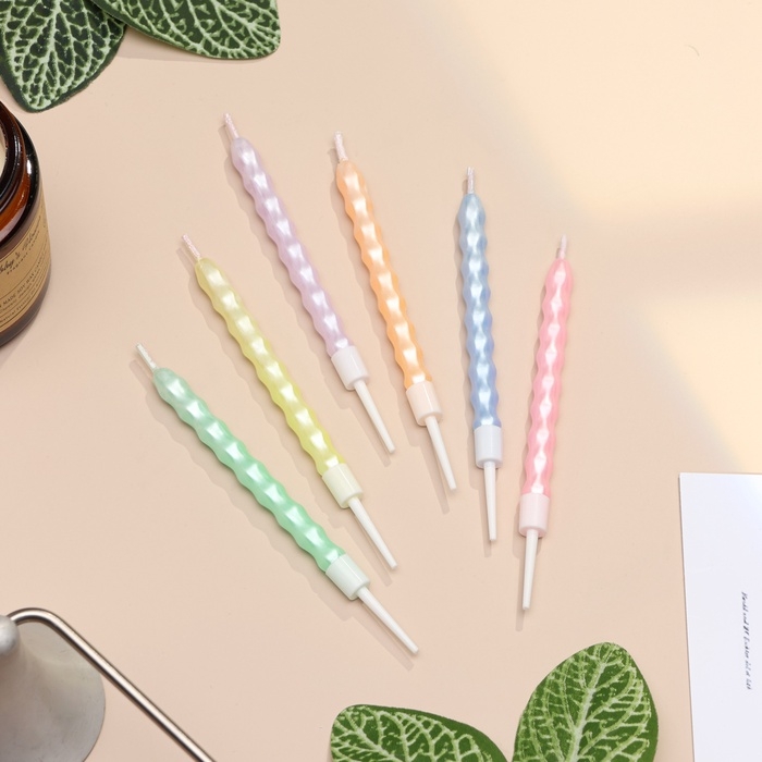 Свечи для торта Свечи для торта "Праздничная волна", 6 шт, пастельные цвета