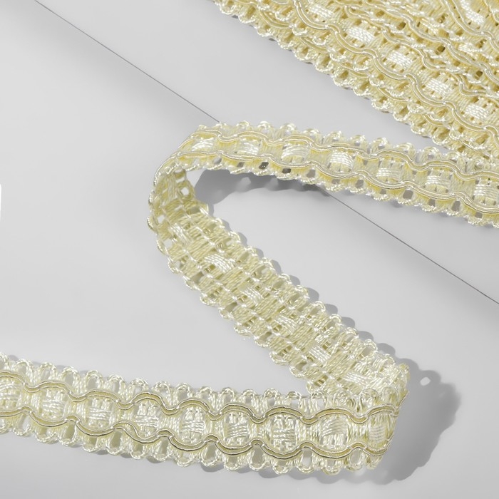 Тесьма декоративная, 16 мм, 9,1 ± 0,5 м, цвет сливочный Тесьма декоративная, 16 мм, 9,1 ± 0,5 м, цвет сливочный