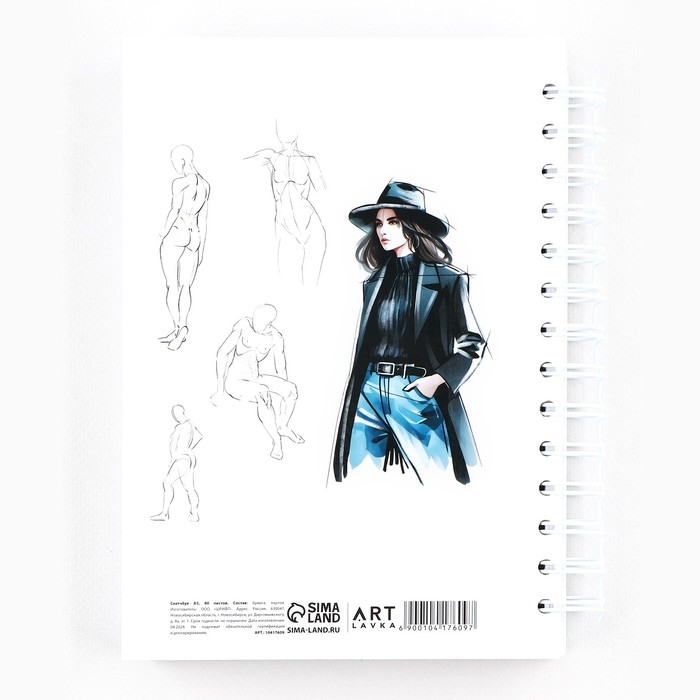 Скетчбук в твердой обложке, на гребне А5 80 листов «Девушка» Скетчбук в твердой обложке, на гребне А5 80 листов «Девушка»