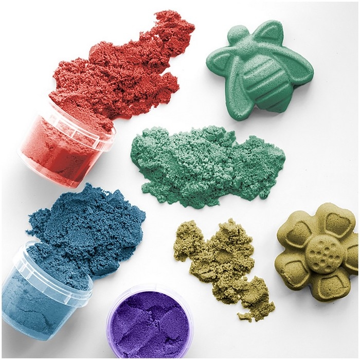 Песок для лепки «Енот в пустыне», 6 цветов, 720 г, в баночке, 4 форм.