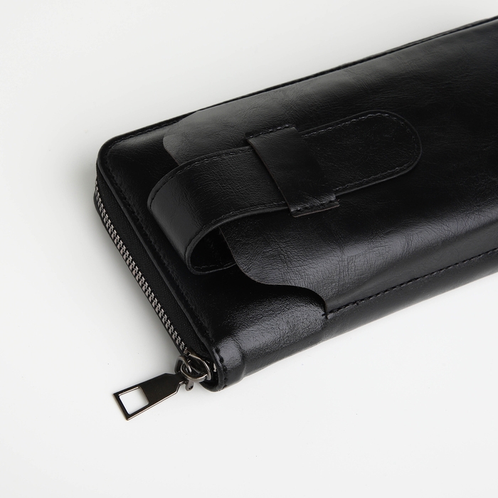 Портмоне мужское на молнии, отдел для телефона, карт, монет, цвет чёрный Портмоне мужское на молнии, отдел для телефона, карт, монет, цвет чёрный
