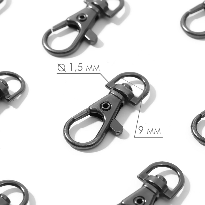 Карабин металлический, 35 × 15 мм / 9 × 1,5 мм, 10 шт, цвет чёрный Карабин металлический, 35 × 15 мм / 9 × 1,5 мм, 10 шт, цвет чёрный