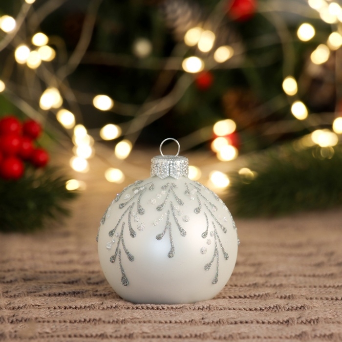 Шар Шар "Заснеженная ветвь 1", 65 мм., в подарочной упаковке