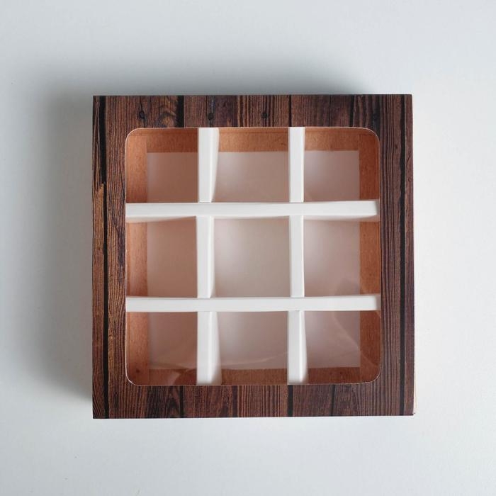 Коробка для конфет, кондитерская упаковка, 9 ячеек, «Дерево» 14.5 х 14.5 х 3.5 см Коробка для конфет, кондитерская упаковка, 9 ячеек, «Дерево» 14.5 х 14.5 х 3.5 см