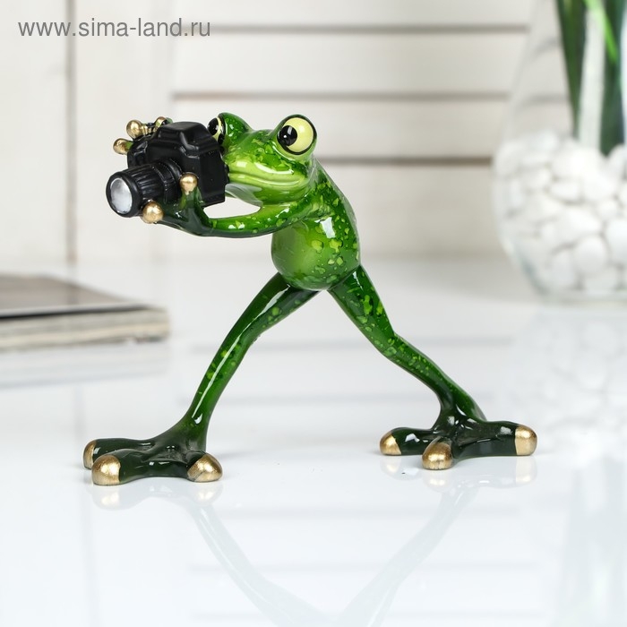 Сувенир полистоун лак Сувенир полистоун лак "Лягушонок с фотоаппаратом" 15х12х12 см