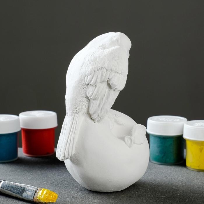 Фигура для раскраски  Фигура для раскраски "Птица на яблоке" белая, 7х12х7см