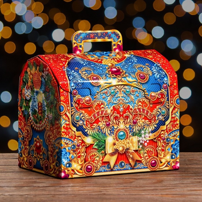 Подарочная коробка "Самоцветы" , Сундук , 28 х 20 х 25 см. Новый год