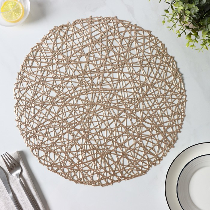 Салфетки сервировочные на стол Доляна «Паутинка», d=38 см, 4 шт, цвет золотой Салфетки сервировочные на стол Доляна «Паутинка», d=38 см, 4 шт, цвет золотой