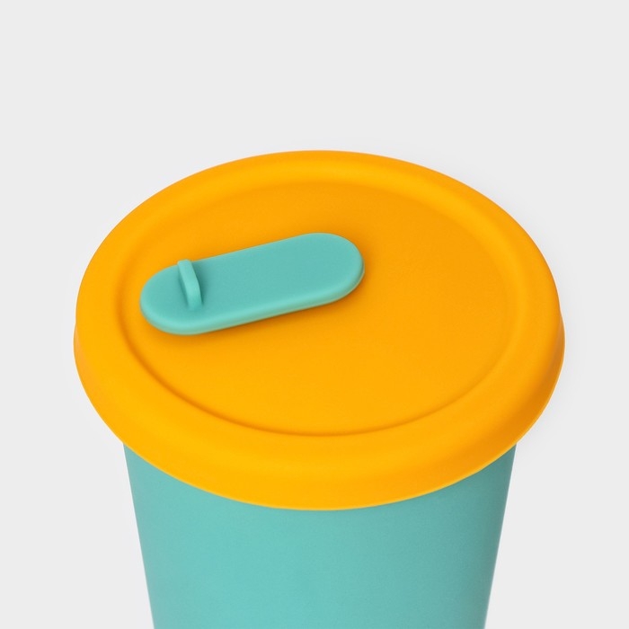 Стакан с крышкой и трубочкой, 350 мл, 9×9×13,5см, цвет голубой Стакан с крышкой и трубочкой, 350 мл, 9×9×13,5см, цвет голубой