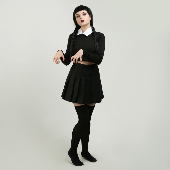 Карнавальный набор «Мрачная девчонка», р. XXS: парик, юбка, чулки, воротник Карнавальный набор «Мрачная девчонка», р. XXS: парик, юбка, чулки, воротник