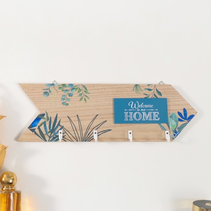 Крючки декоративные дерево Крючки декоративные дерево "Добро пожаловать домой. Растения" 34х10,8 см